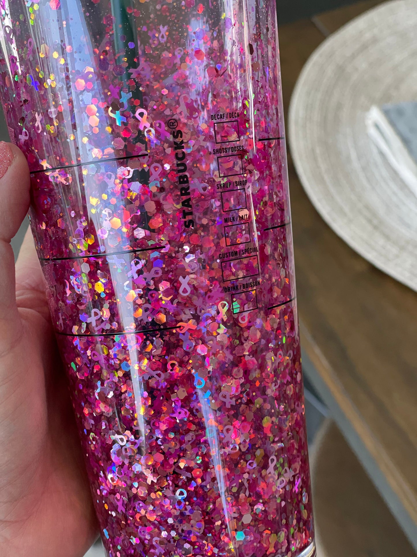 Breast Cancer Snowglobe Tumbler, Snow globe Tumbler, Glitter Tumbler, Double Walled Tumbler, Acrylic Tumbler, Gift