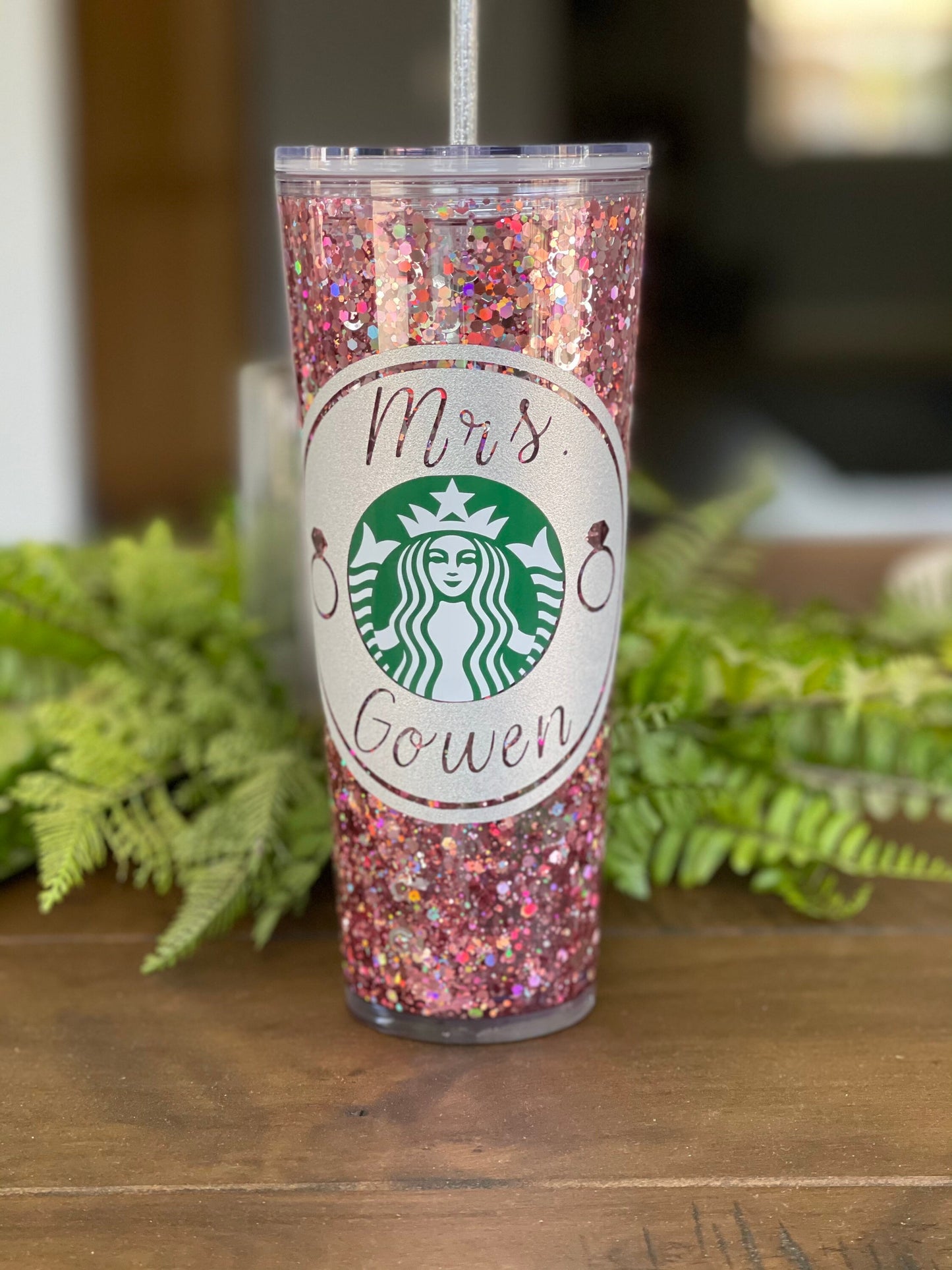 Rose Gold Bridal Bride Gift Snowglobe Tumbler, Snow globe Tumbler, Glitter Tumbler, Double Walled Tumbler, Acrylic Tumbler, Gift