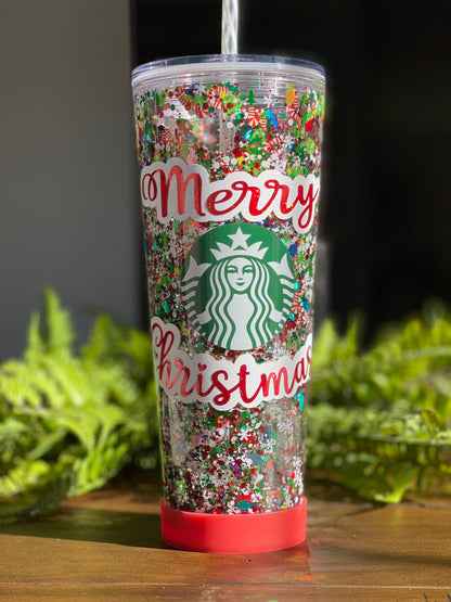 Merry Christmas  Snowglobe Tumbler, Snow globe Tumbler, Glitter Tumbler, Double Walled Tumbler, Acrylic Tumbler, Gift