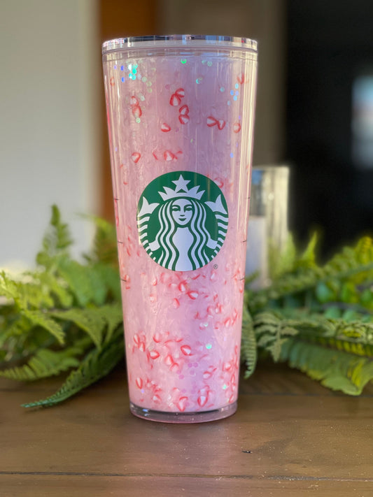 Strawberry Pink Drink Snowglobe Tumbler, Snow globe Tumbler, Glitter Tumbler, Double Walled Tumbler, Acrylic Tumbler, Gift