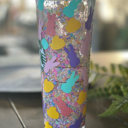 Peep Easter Snowglobe Tumbler, Snow Globe Tumbler, Glitter Tumbler, Double Walled Tumbler, Acrylic Tumbler, Gift