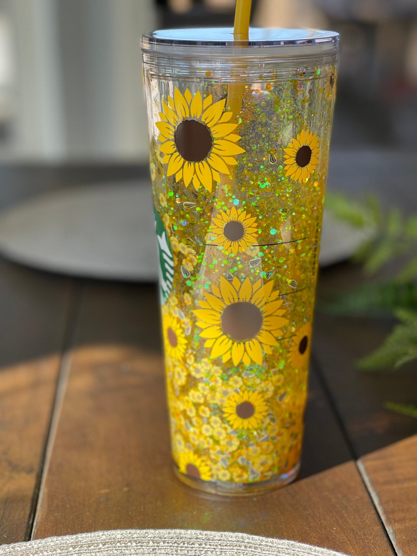 Sunflower 2.0  Snowglobe Tumbler, Snow globe Tumbler, Glitter Tumbler, Double Walled Tumbler, Acrylic Tumbler, Gift