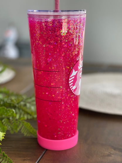 Pink Opal Snowglobe Tumbler, Snow Globe Tumbler, Glitter Tumbler, Double Walled Tumbler, Acrylic Tumbler, Gift