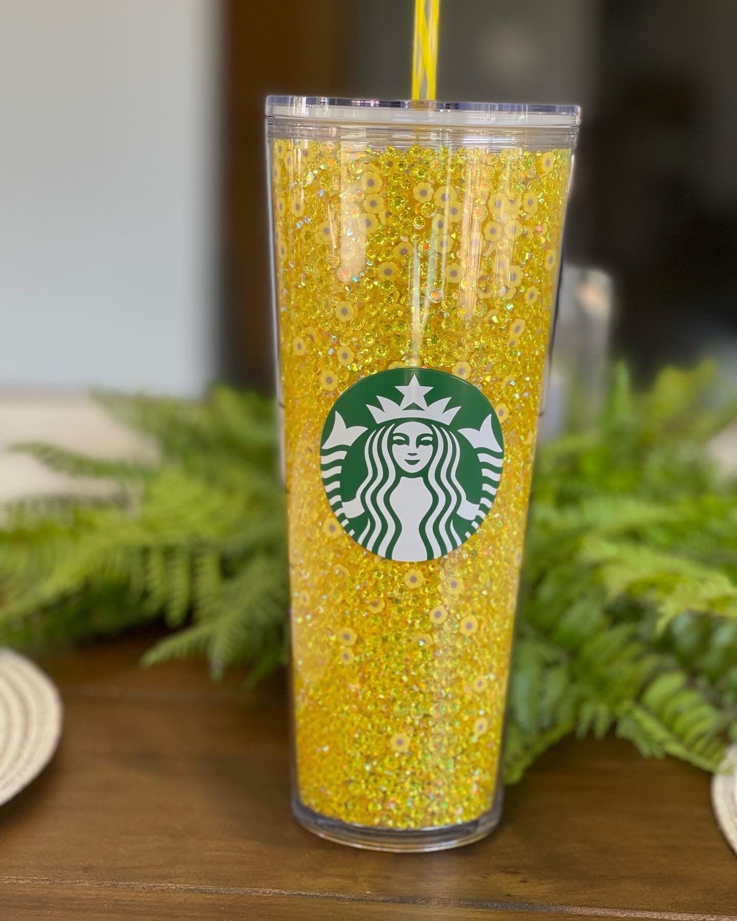 Sunflower Rhinestone Filled Tumbler, Starbucks, Bling Tumbler, Gift For Her, Trendy, Gift