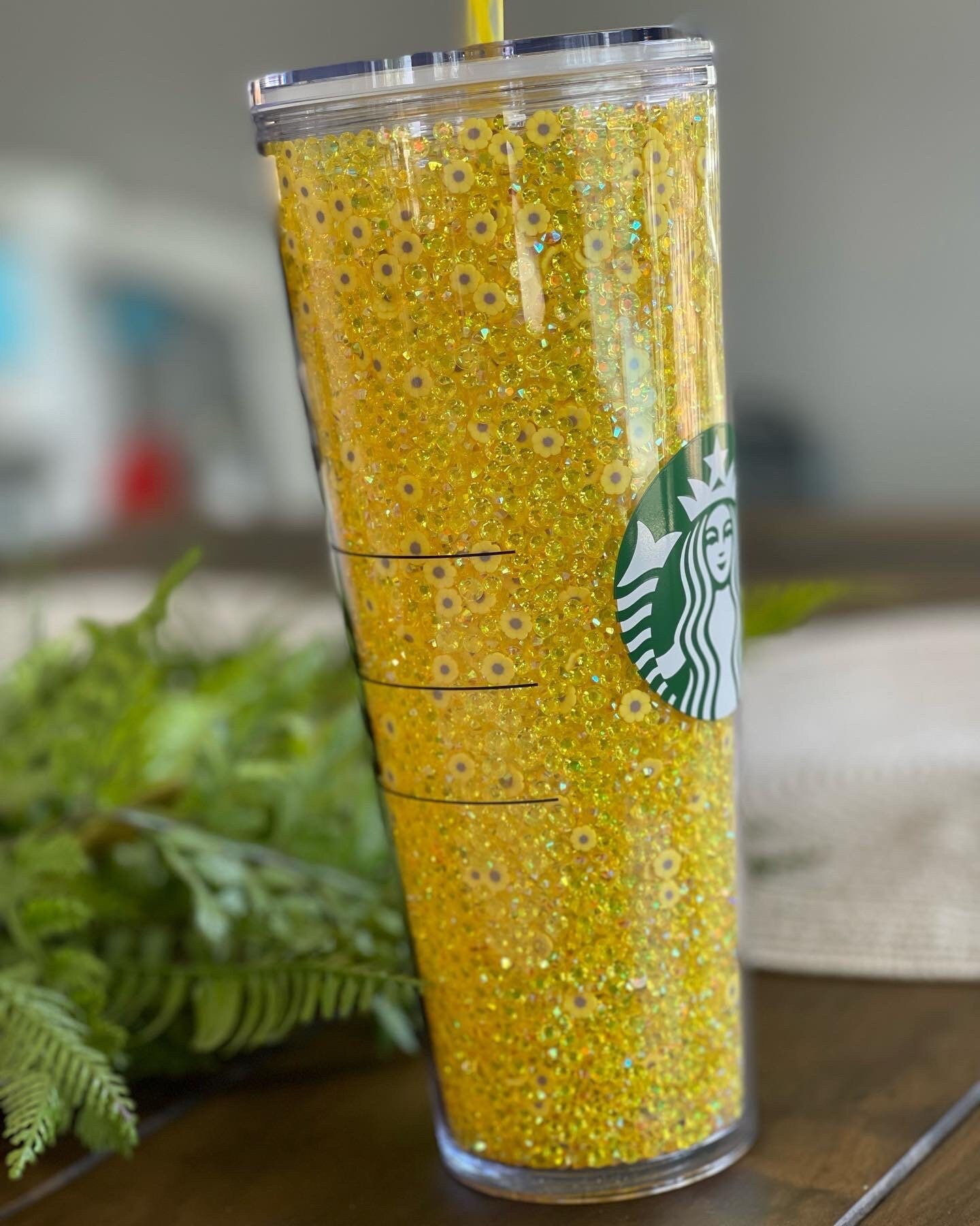 Sunflower Rhinestone Filled Tumbler, Starbucks, Bling Tumbler, Gift For Her, Trendy, Gift