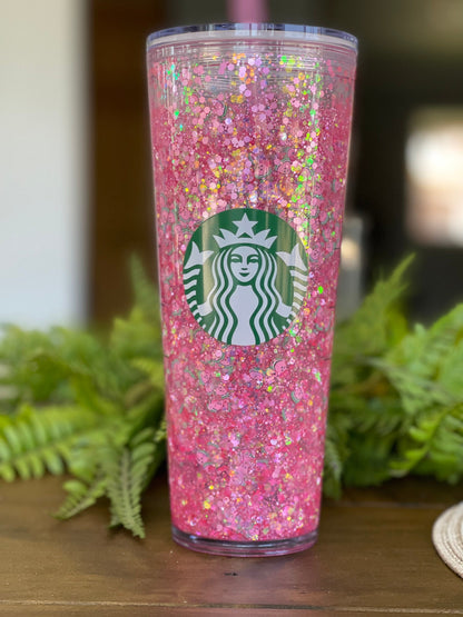 Watermelon  Snowglobe Tumbler, Snow globe Tumbler, Glitter Tumbler, Double Walled Tumbler, Acrylic Tumbler, Gift