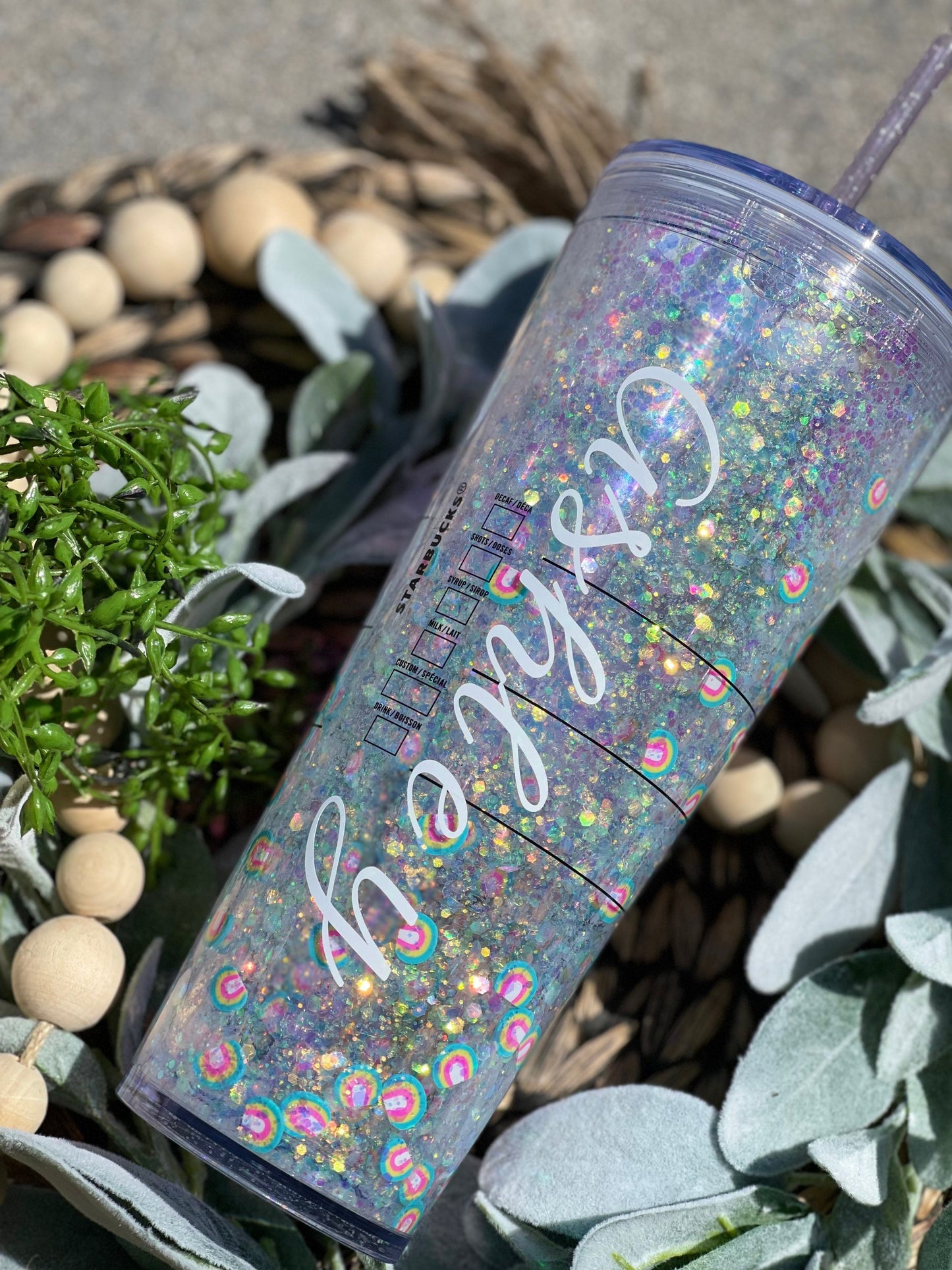 Somewhere Over the Rainbow Snowglobe Tumbler, Snow globe Tumbler, Glitter Tumbler, Double Walled Tumbler, Acrylic Tumbler, Gift