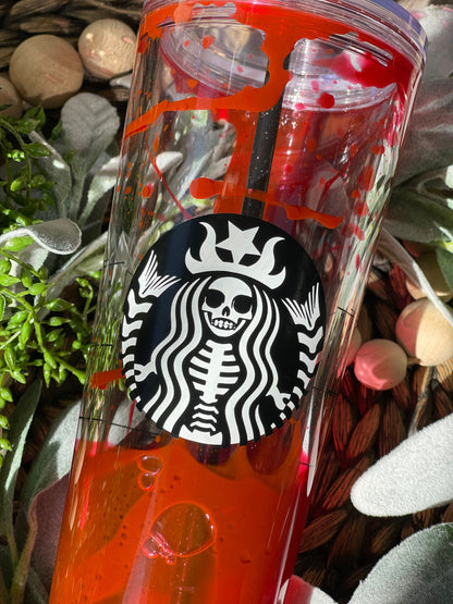 Blood Halloween Snowglobe Tumbler, Snow Globe Tumbler, Glitter Tumbler, Double Walled Tumbler, Acrylic Tumbler, Gift