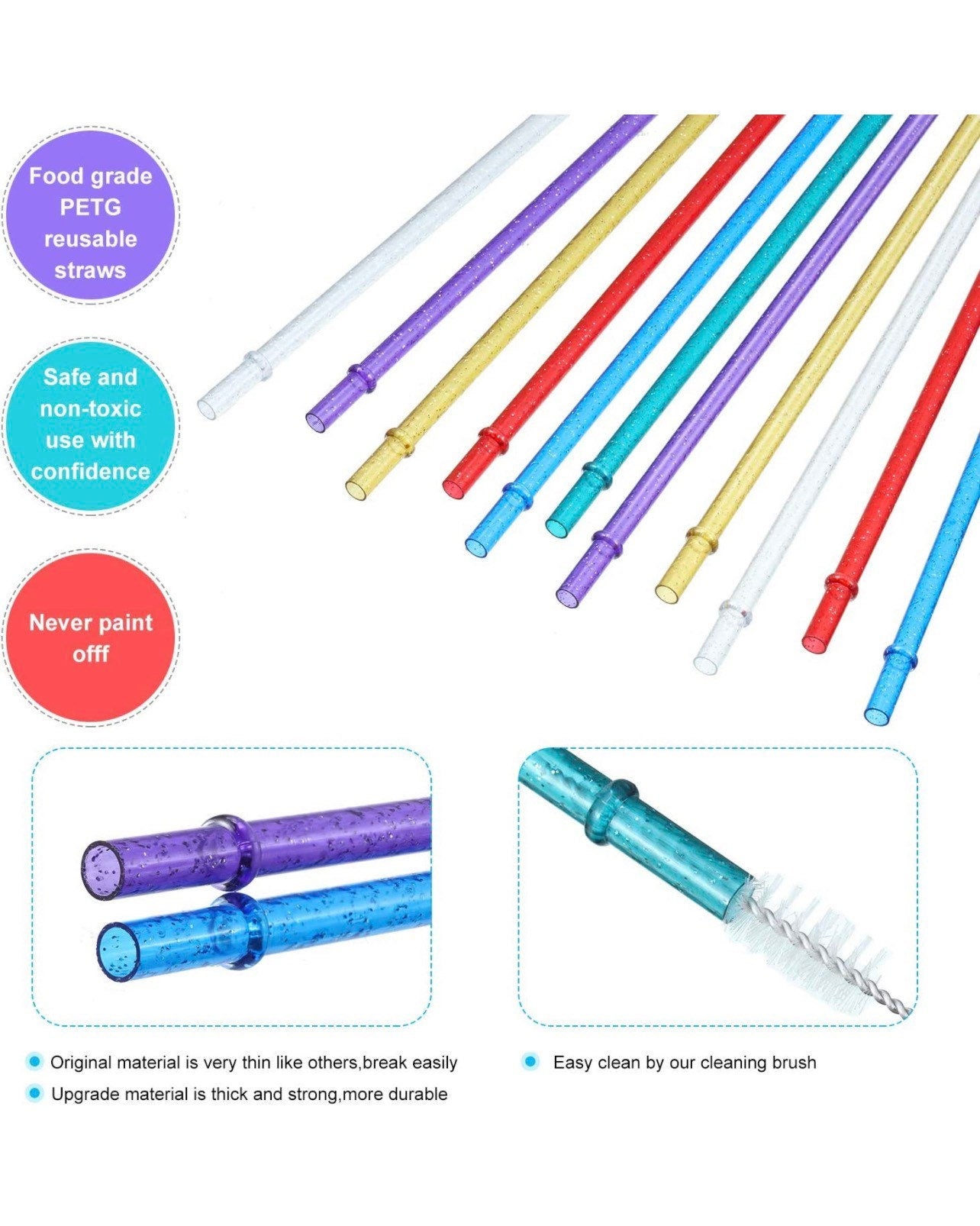 Plastic Reusable Straws 11 inch, Gift