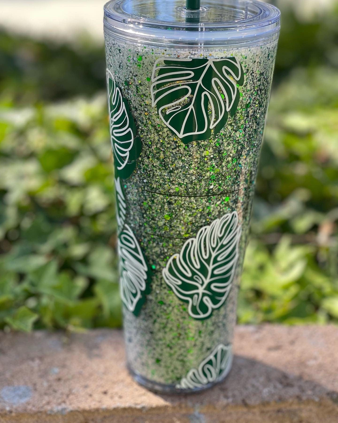 Monstera Plant Lover  Snowglobe Tumbler, Snow globe Tumbler, Glitter Tumbler, Double Walled Tumbler, Acrylic Tumbler, Gift