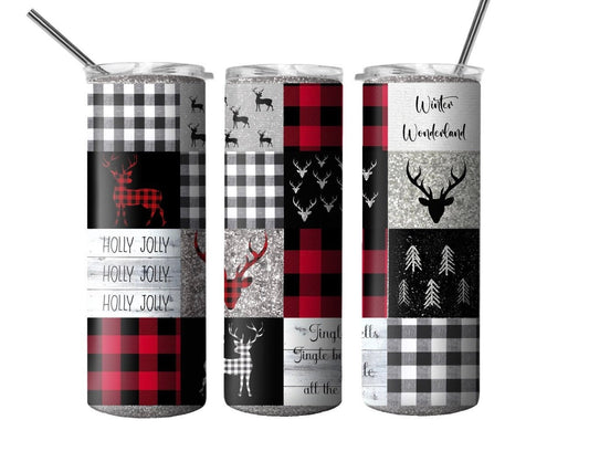 Christmas Plaid, Buffalo Plaid Metal Tumbler 20 ounces, Sublimation, Gift, Insulated Tumbler, Gift