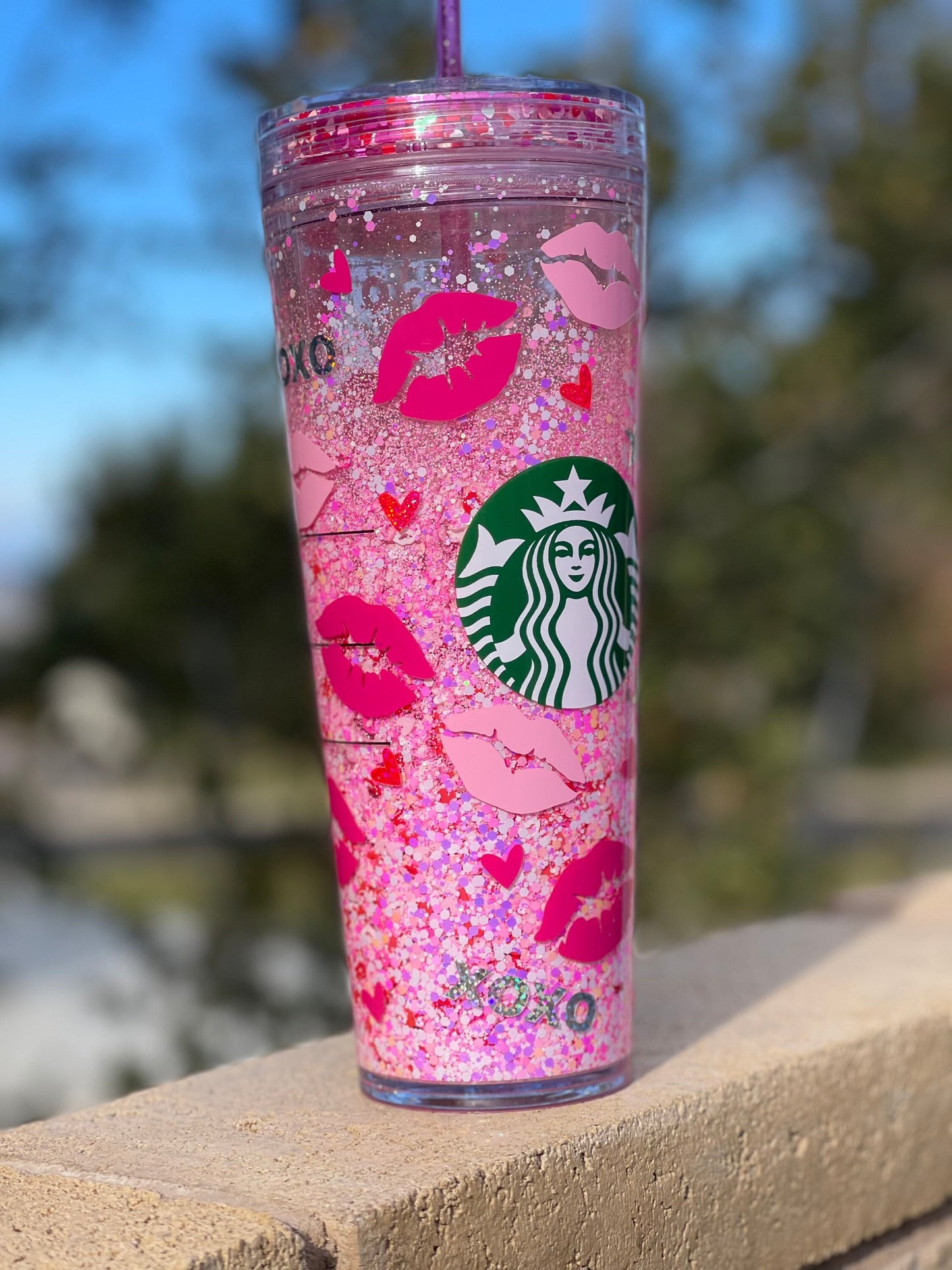 XOXO, Valentines Day Snowglobe Tumbler, Snow Globe Tumbler, Glitter Tumbler, Double Walled Tumbler, Acrylic Tumbler, Gift