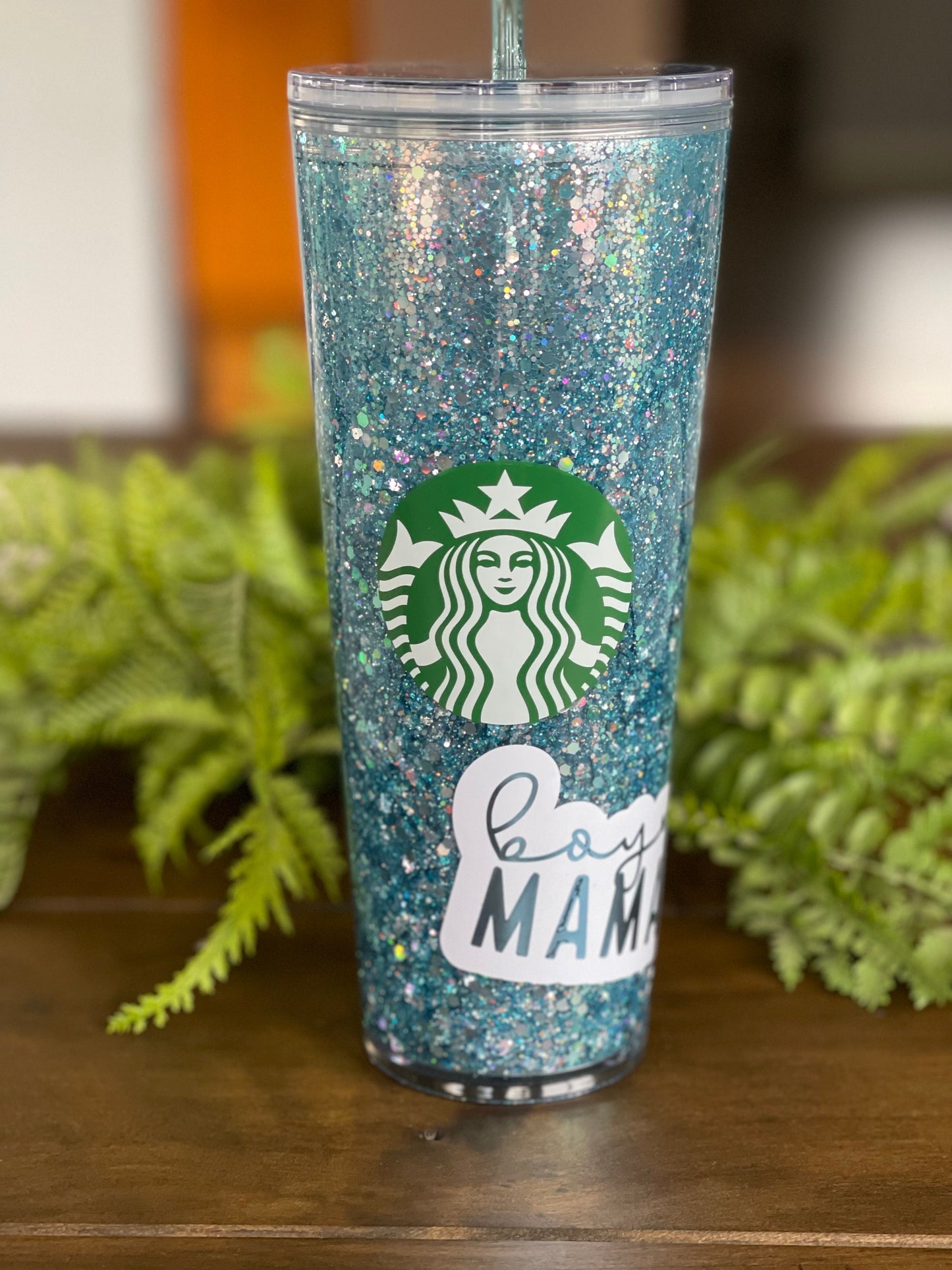 Boy Mom Snowglobe Tumbler Starbucks,  Glitter Tumbler, Double Walled Tumbler, Acrylic Tumbler, Gift