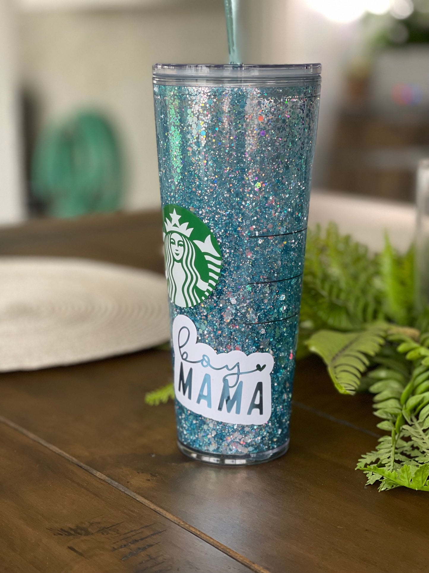 Boy Mom Snowglobe Tumbler Starbucks,  Glitter Tumbler, Double Walled Tumbler, Acrylic Tumbler, Gift