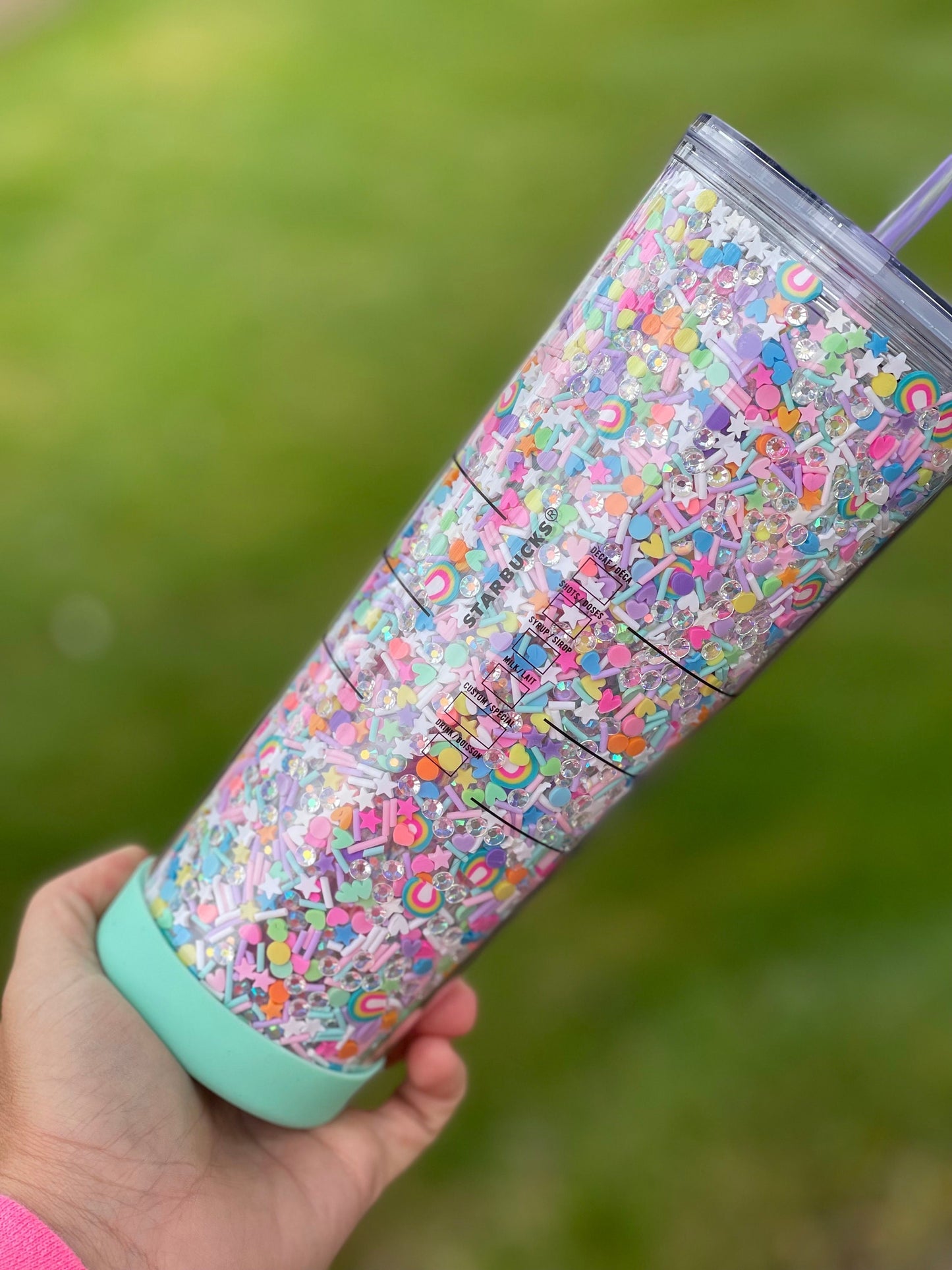 Unicorns and Rainbows Rhinestone/Clay Filled Tumbler, Starbucks, Bling Tumbler, Gift For Her, Trendy, Gift