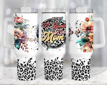 F Bomb Kinda Mom, Mama Retro 40 ounce Quencher Insulated Metal Tumbler, Gift