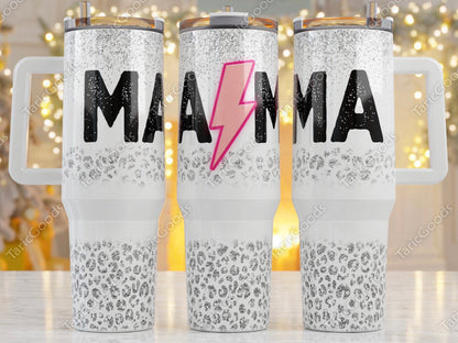 Mama Leopard Bolt 40 ounce Quencher Insulated Metal Tumbler, Gift