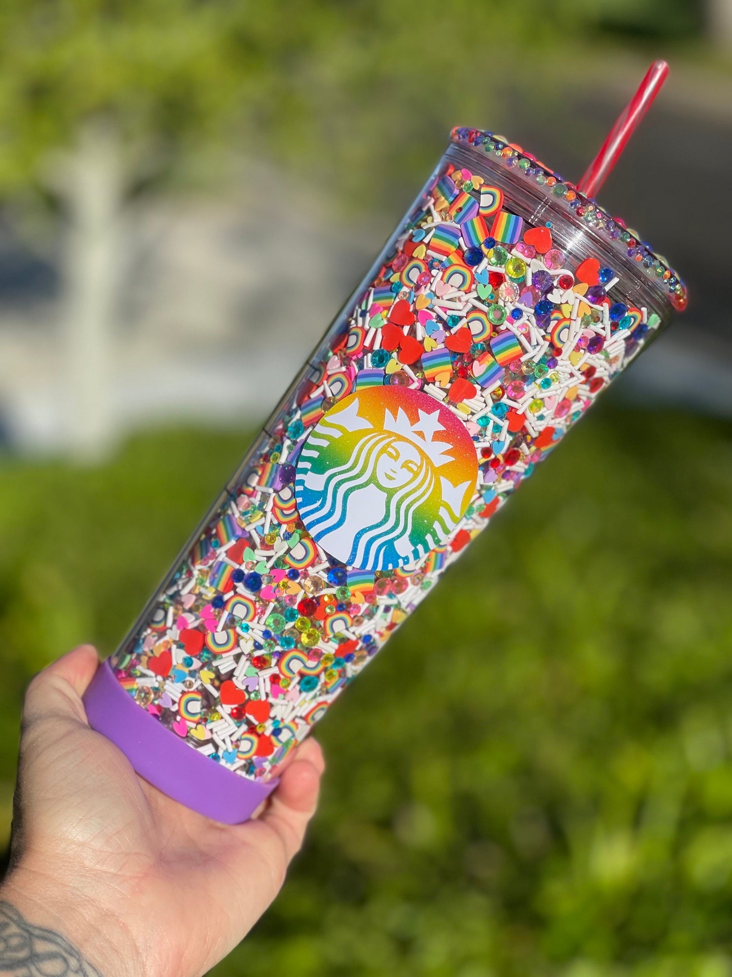 Love Is Love, Pride Rainbow Rhinestone/Clay Filled Tumbler, Starbucks, Bling Tumbler, Gift For Her, Trendy, Gift