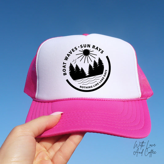 Boat Waves and Sun Rays Trucker Hat, Gift