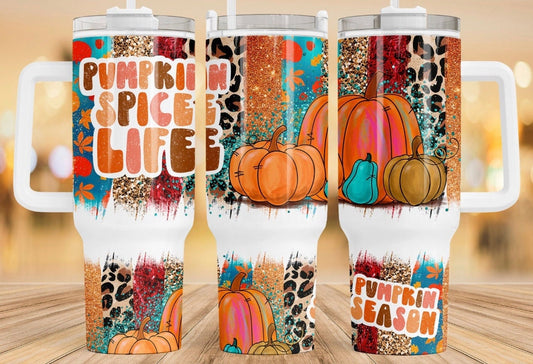 Pumpkin Spice Season 40 ounce Quencher Insulated Metal Tumbler, Gift