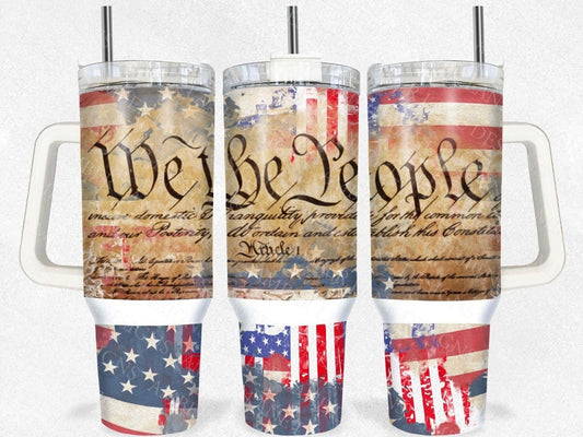 We The People 4th Of July 40 ounce Quencher Insulated Metal Tumbler, Gift