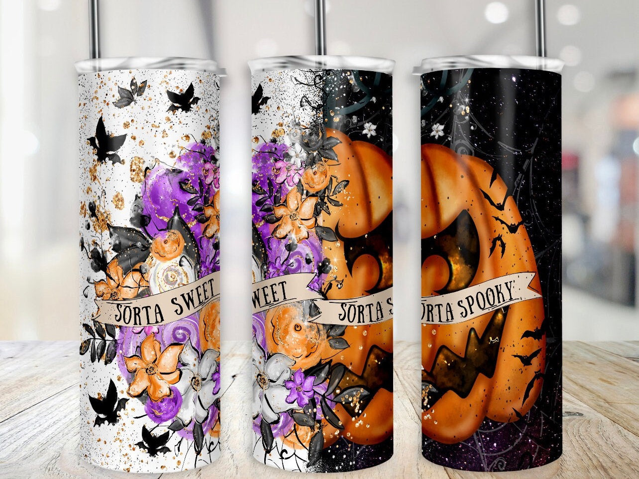 Sorta Sweet Sorta Spooky, Spooky Halloween Sublimated 20 Ounce Tumbler, Sublimation, Gift, Insulated Tumbler, Gift