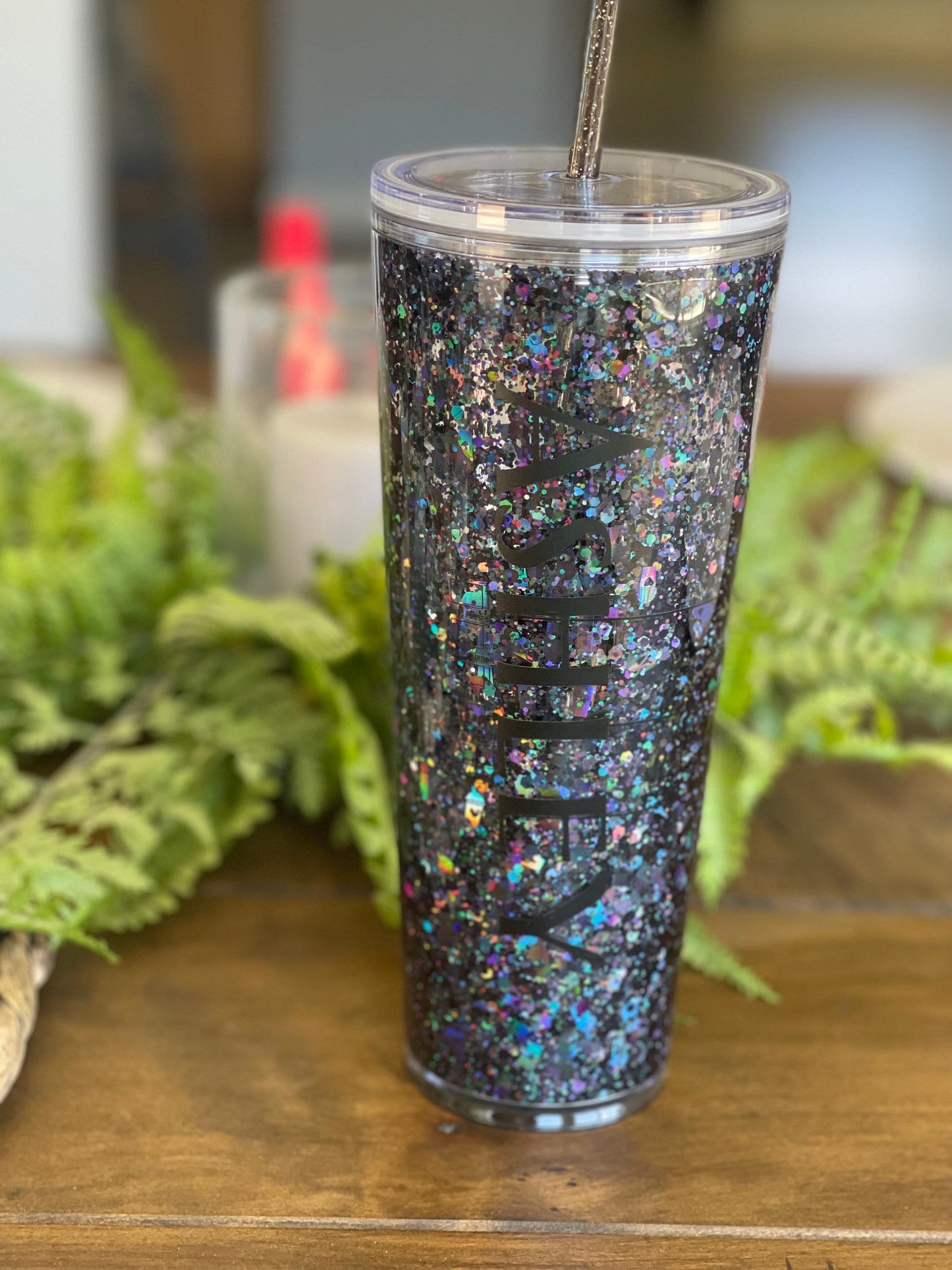 Black Snowglobe Tumbler, Snow globe Tumbler, Glitter Tumbler, Double Walled Tumbler, Acrylic Tumbler, Gift