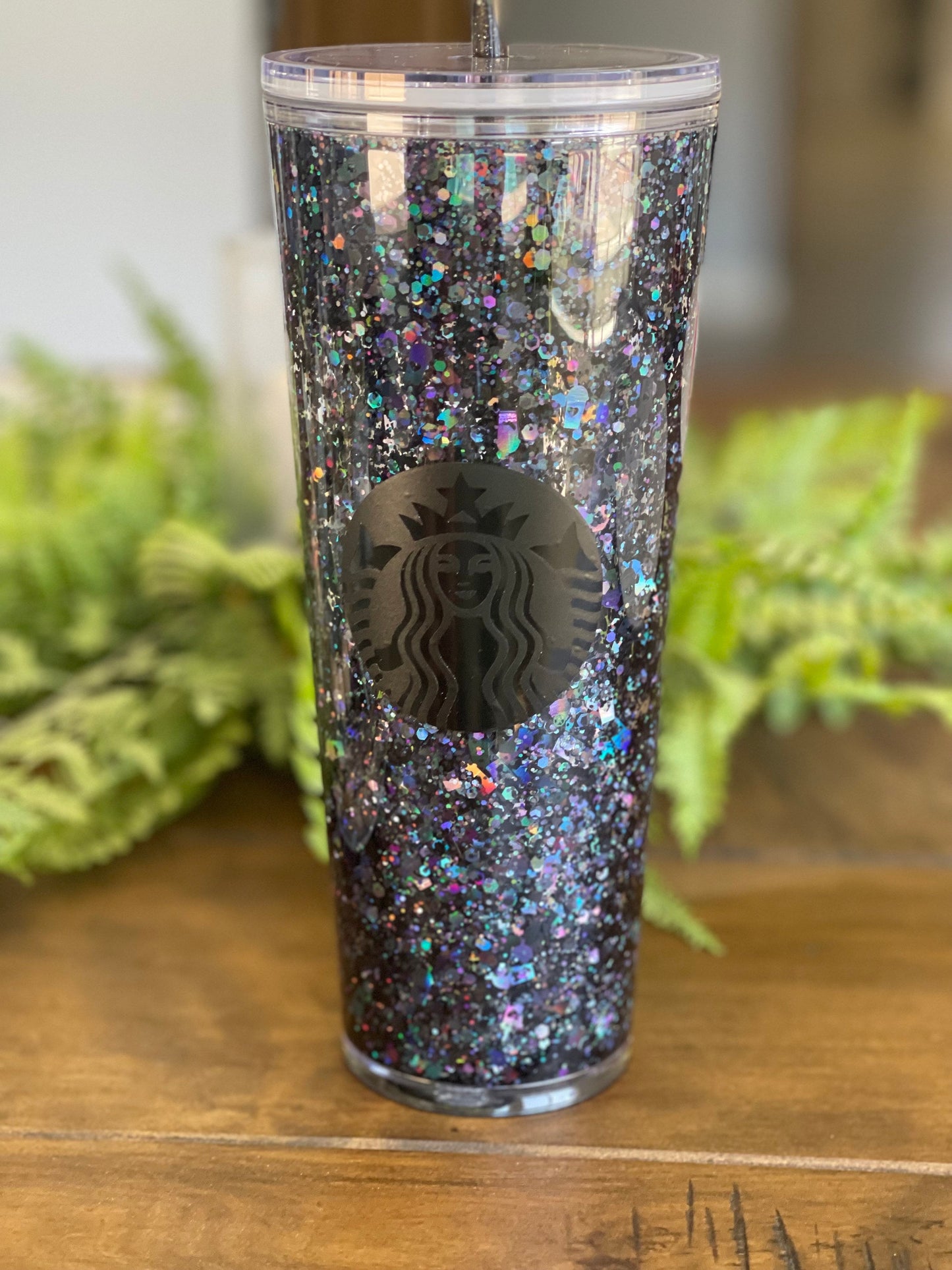 Black Snowglobe Tumbler, Snow globe Tumbler, Glitter Tumbler, Double Walled Tumbler, Acrylic Tumbler, Gift