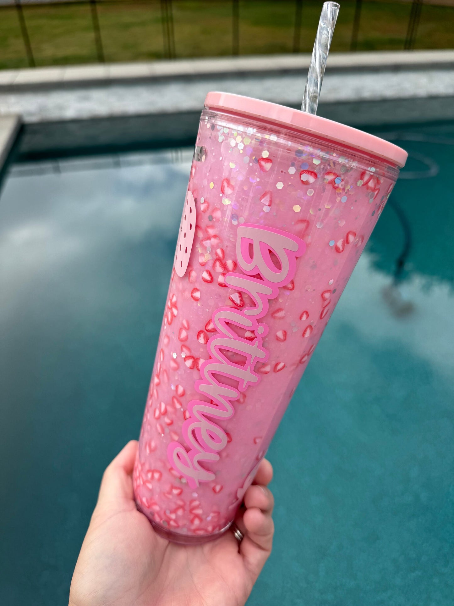 Pink Drink Snowglobe , Snowglobe Tumbler, Glitter Tumbler, Double Walled Tumbler, Acrylic Tumbler, Gift